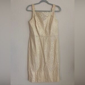 Vintage 1950s beige lace shift dress